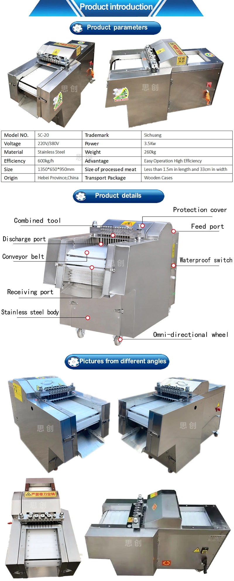 Factory Directly Supplying Chicken Cutting Machine Fresh Meat Cutter Pork Meat Dicer Cutting Machine